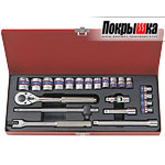 Набор торцевых головок с принадлежностями 3/8, двенадцатигранные KING TONY 3023MR (22 предмета)